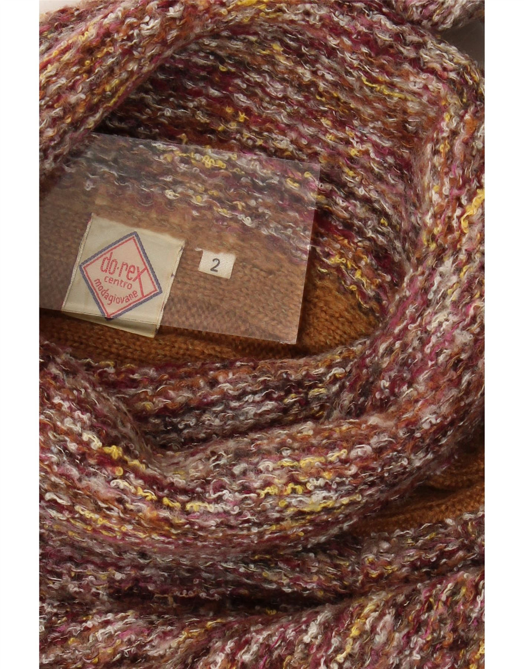 VINTAGE Γυναικείο πουλόβερ με ρολό λαιμόκοψη UK 14 μεσαία πολύχρωμα ριγέ