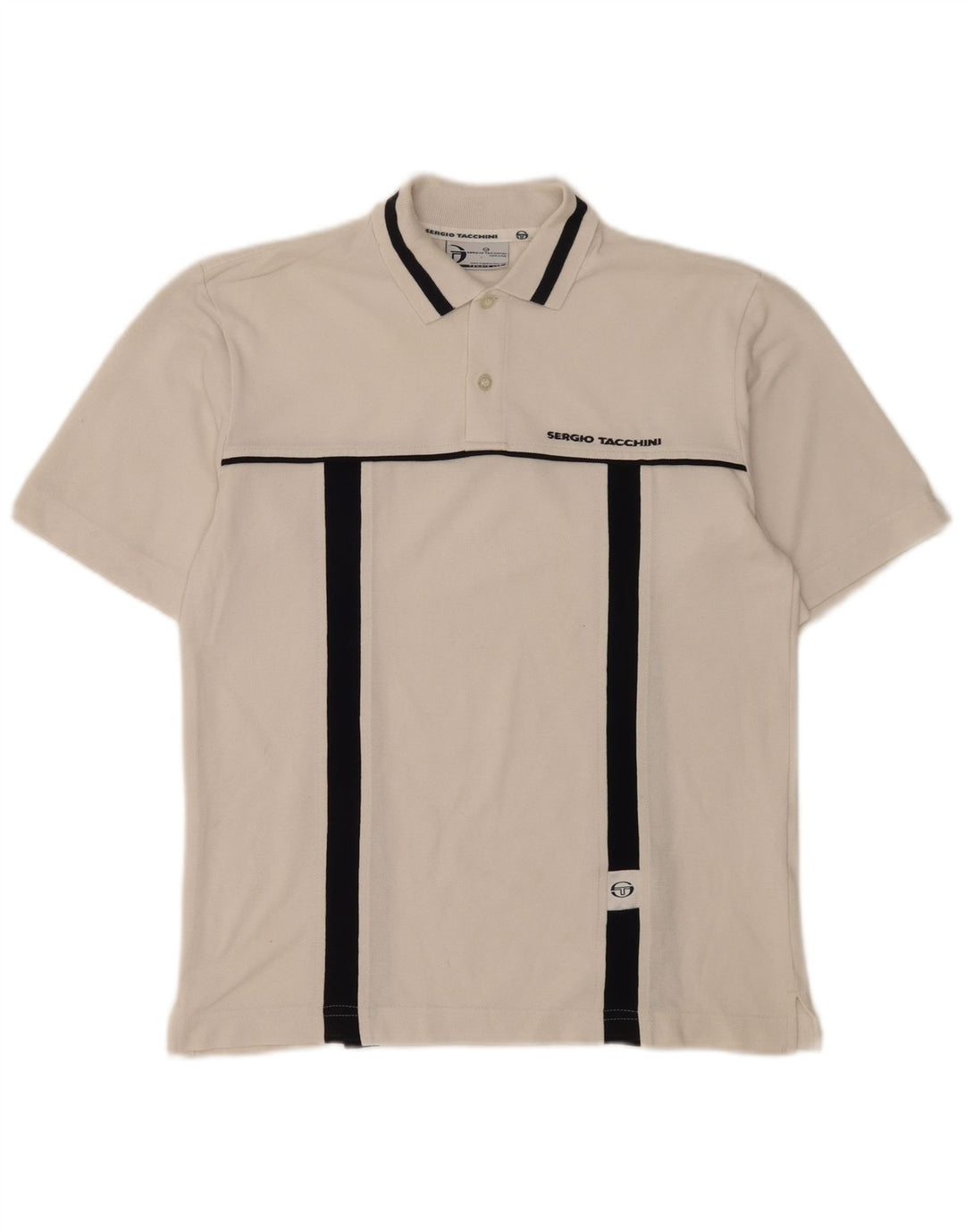 Sergio Tacchini Ανδρικό μπλουζάκι πόλο, μικρό λευκό χρώμα, βαμβακερό
