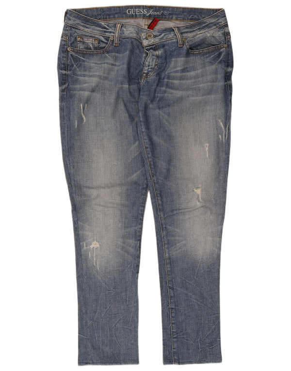 Guess Womens Distressed Slim Jeans W31 L29 Blue Cotton