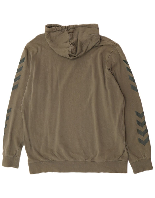 Hummel Mens Graphic Hoodie Jumper XL Khaki Cotton