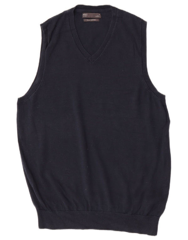 Marks & Spencer Ανδρικό γιλέκο Tank Top Small Navy Blue Cotton