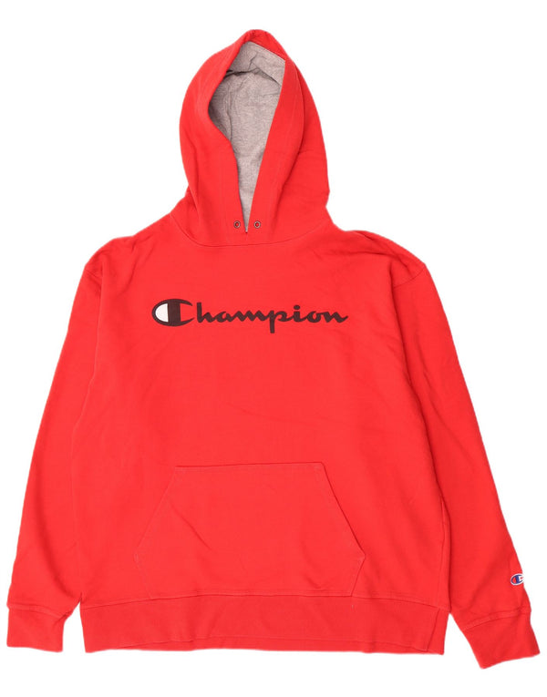 Champion Mens Graphic Hoodie Jumper XL Red Cotton