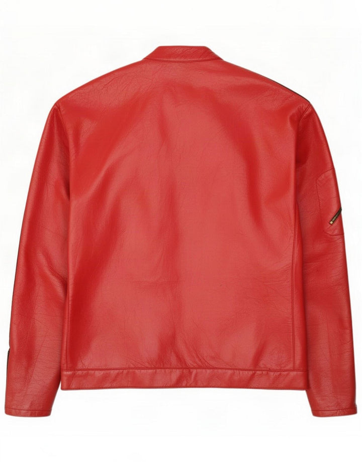 Vintage Ανδρικό Δερμάτινο Μπουφάν UK 40 Large Red Colorblock