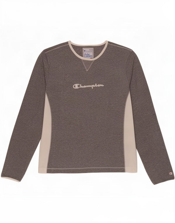 Champion Womens Heritage Classics Graphic Top μακριά μανίκια UK 14 Large Grey