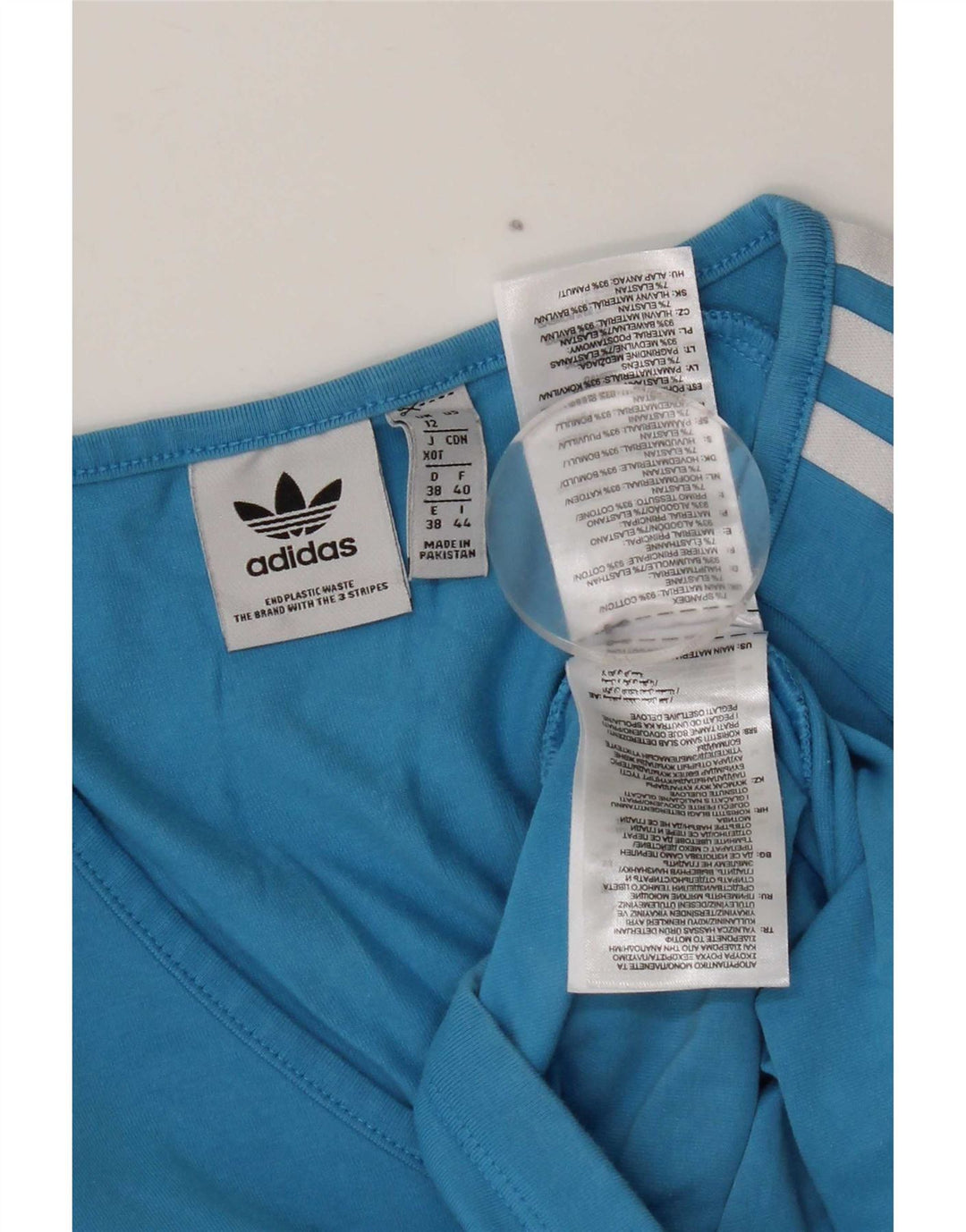 Γυναικείο Crop Top Adidas μακρυμάνικο UK 12 μεσαίο μπλε βαμβακερό