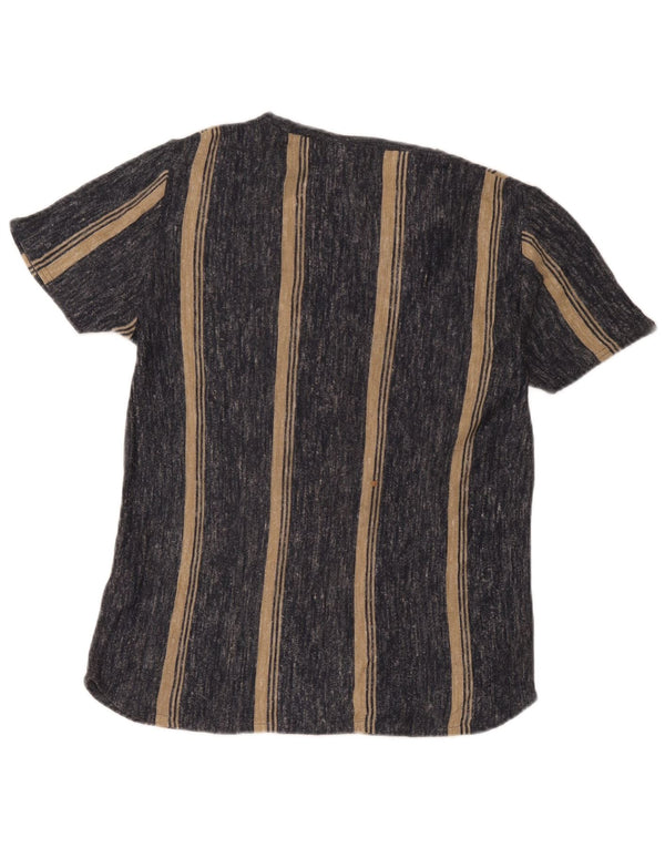 Zara Ανδρικό T-Shirt Top Μικρό Γκρι Ριγέ Ακρυλικό