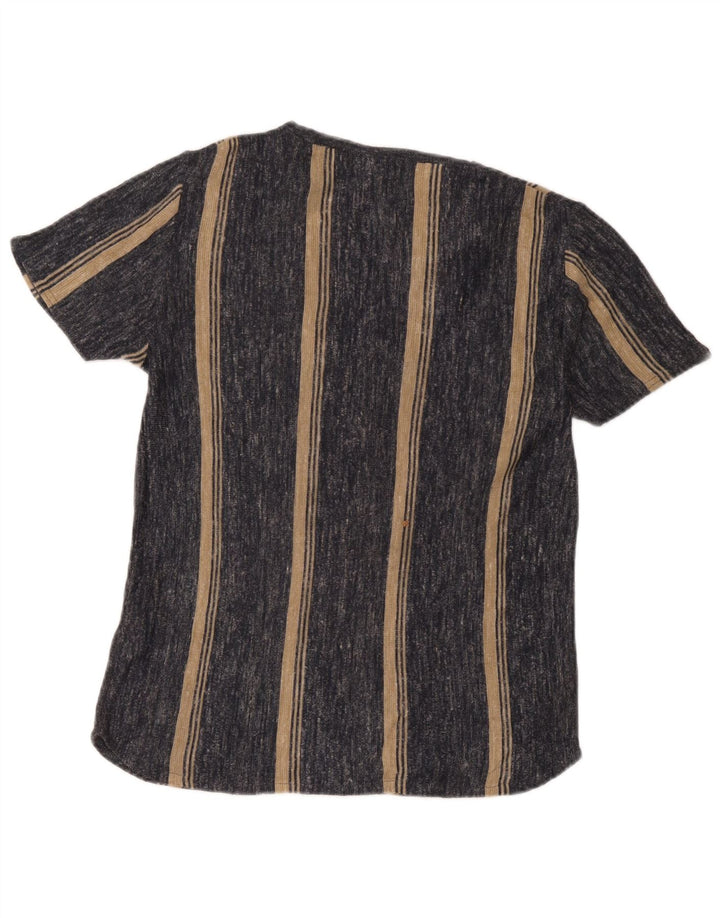 Zara Ανδρικό T-Shirt Top Μικρό Γκρι Ριγέ Ακρυλικό