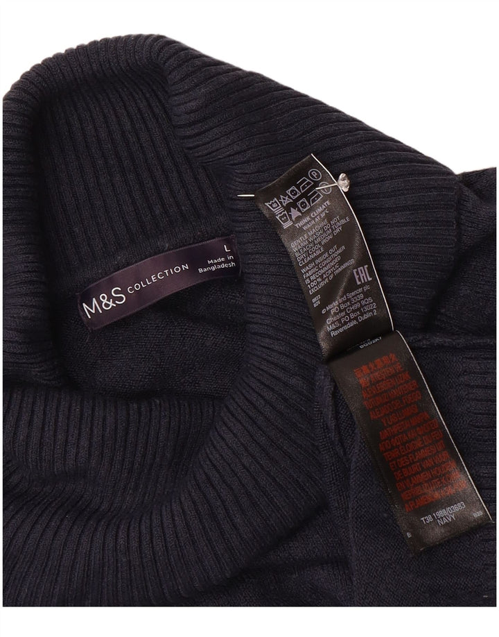 Marks & Spencer Γυναικείο πουλόβερ με ρολό λαιμόκοψη UK 16 Μεγάλο Navy Blue