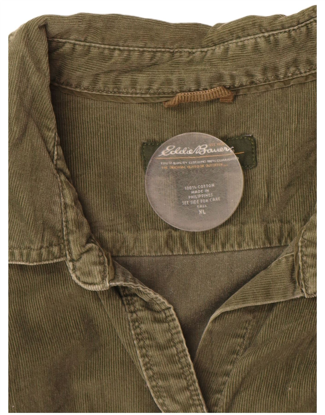 EDDIE BAUER Γυναικείο ψηλό κοτλέ πουκάμισο UK 18 XL πράσινο βαμβακερό