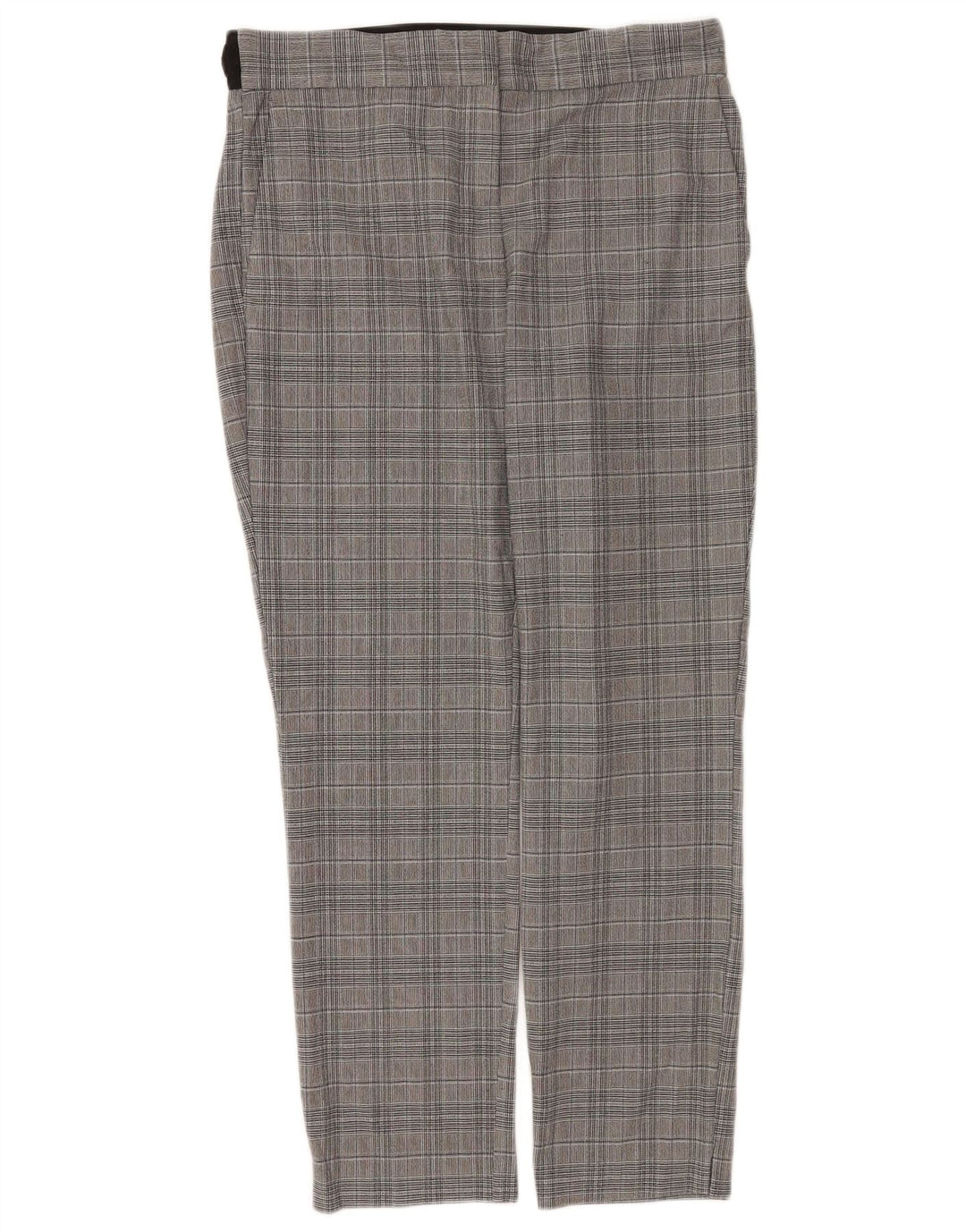 Γυναικείο ίσιο παντελόνι Zara μεγάλο W32 L28 Grey Check Polyester