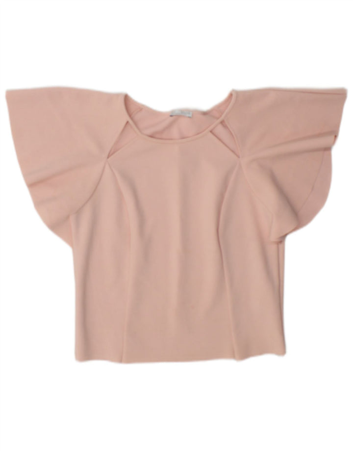 Zara Γυναικεία μπλούζα με μπλούζα ροζ τοπ UK 10 Small Pink Polyester