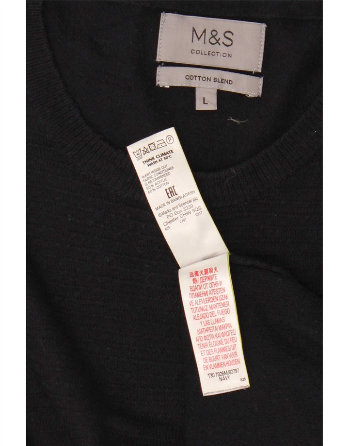 Marks & Spencer Ανδρικό πουλόβερ με λαιμόκοψη μεγάλου μπλε ακρυλικό
