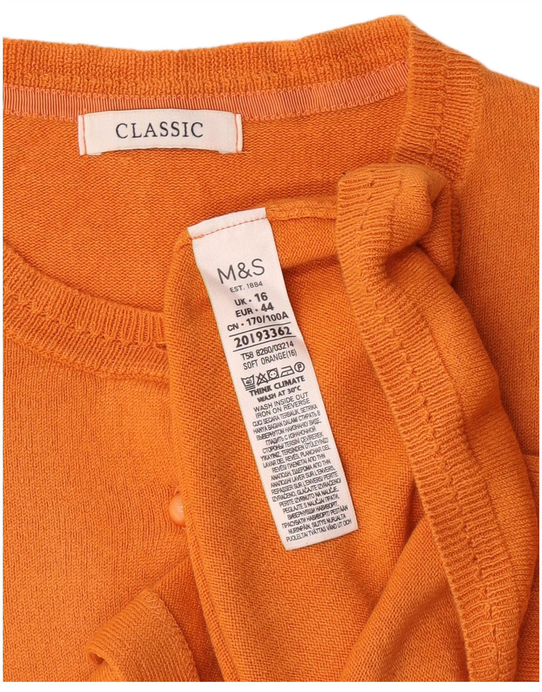 Marks & Spencer Γυναικείο πουλόβερ με ζακέτα μεγάλου μεγέθους UK 16 πορτοκαλί