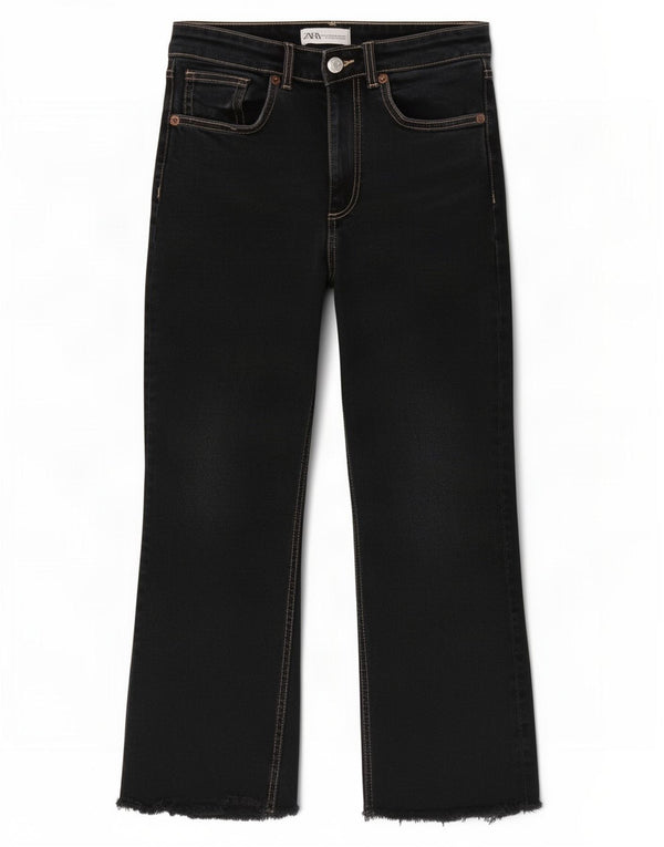 Zara Γυναικείο Cropped Jeans EU 38 Small W28 L24 Black