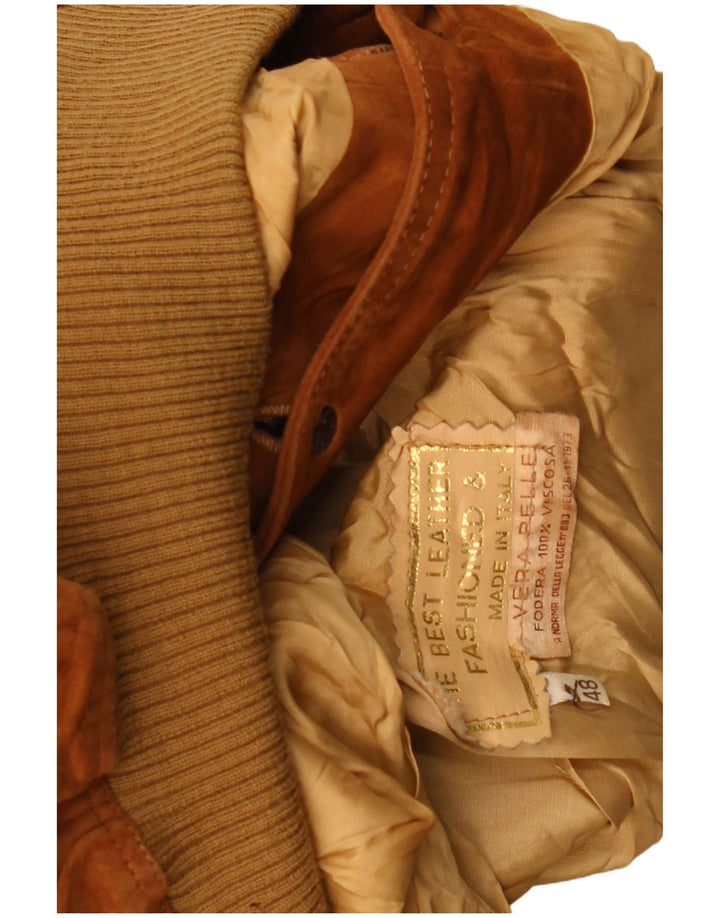 Vintage Γυναικείο Suede Bomber Jacket IT 48 XL Καφέ Δερμάτινο