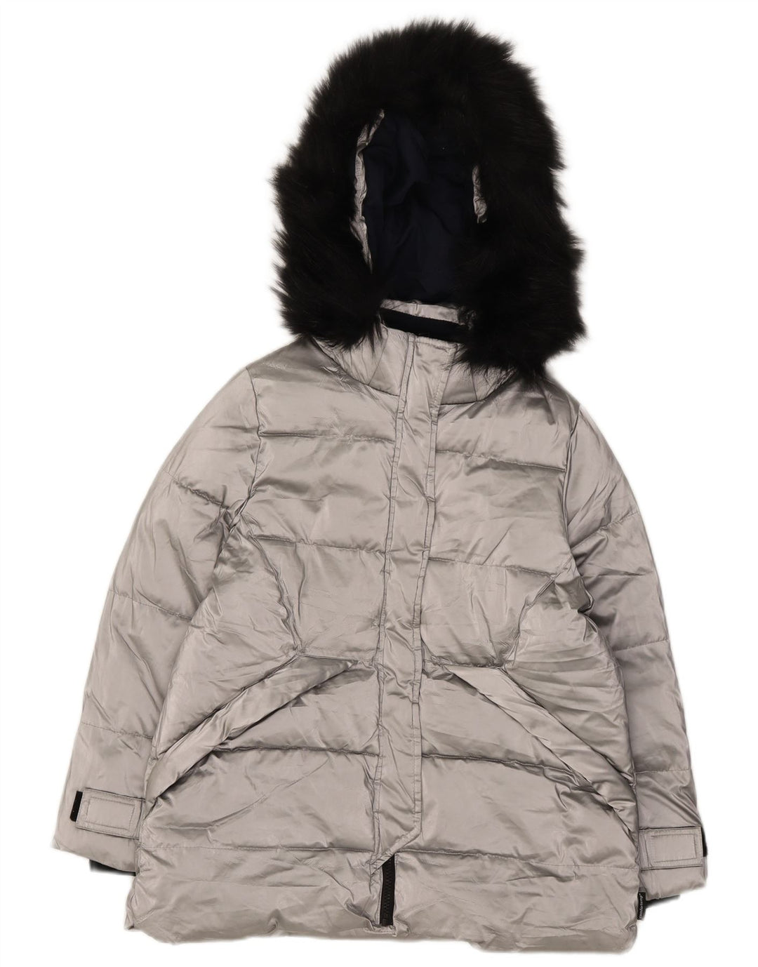 Zara Girls Hooded Jacket με επένδυση 11-12 ετών Ασημένιο Πολυεστέρας