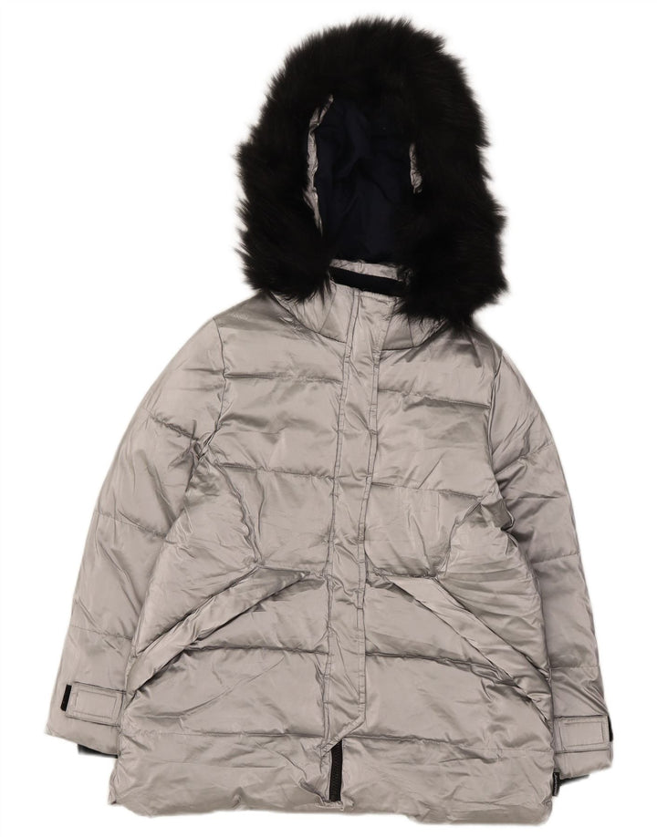 Zara Girls Hooded Jacket με επένδυση 11-12 ετών Ασημένιο Πολυεστέρας