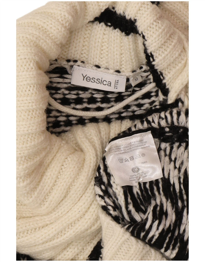 Yessica Γυναικείο πουλόβερ με κουμπιά χιονονιφάδας με κουμπιά για λαιμό, UK 14 Medium White Wint