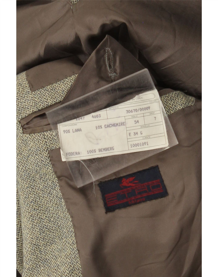 Ανδρικό τζάκετ μπλέιζερ Etro 3 κουμπιών IT 54 2XL πράσινο μαλλί ψαροκόκαλο