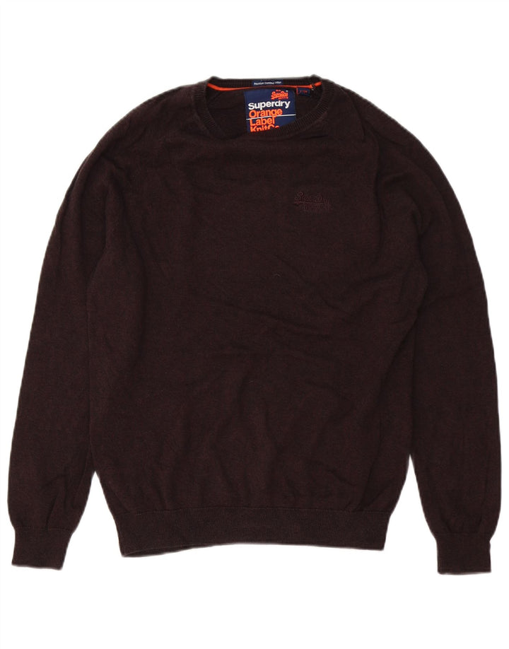 Superdry Ανδρικό πουλόβερ με λαιμόκαυστο βαμβακερό καφέ