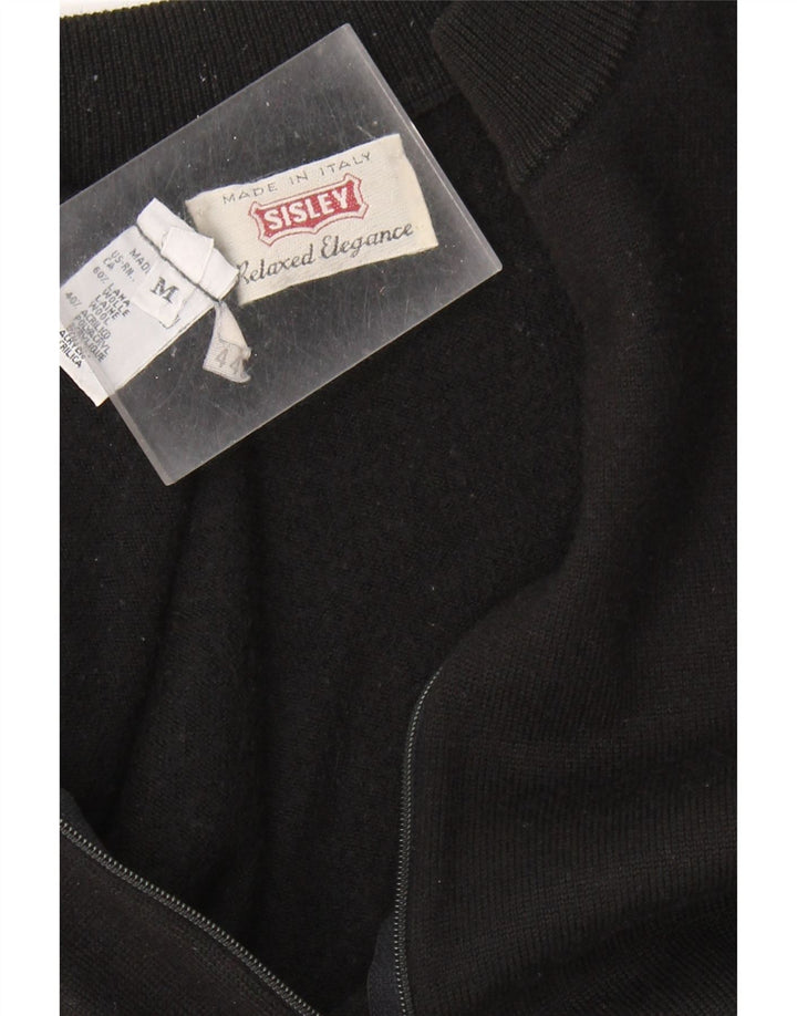 Γυναικείο πουλόβερ SISLEY Ζακέτα UK 12 μεσαίο μαύρο μαλλί