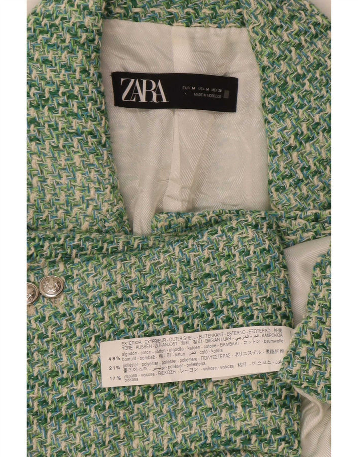 Zara Γυναικείο Μπλέιζερ Διπλό Μπουφάν UK 12 Μεσαίο Πράσινο Βαμβακερό