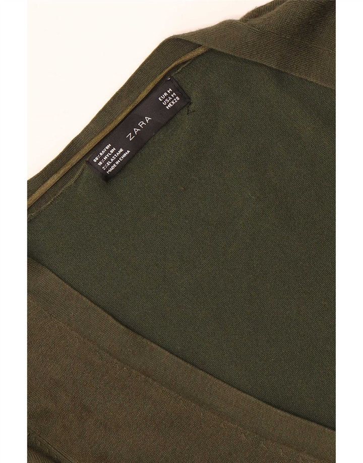Zara Γυναικεία Ζακέτα Longline UK 12 Medium Khaki Rayon