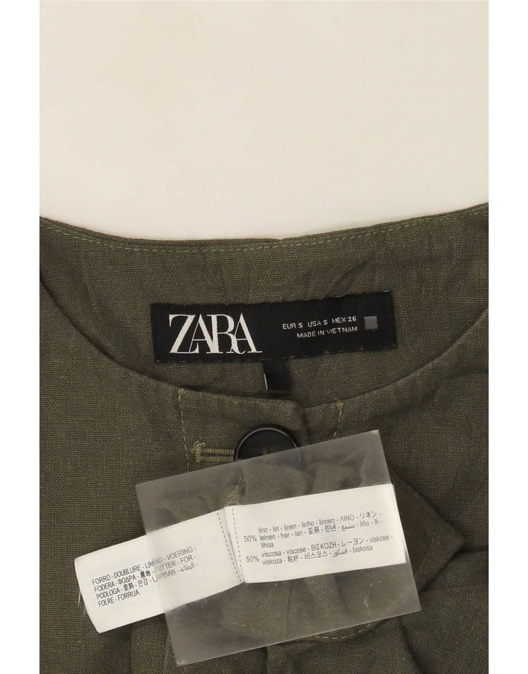 Zara Γυναικείο μπουφάν Bolero Oversized UK 10 Μικρό Χακί Λινό