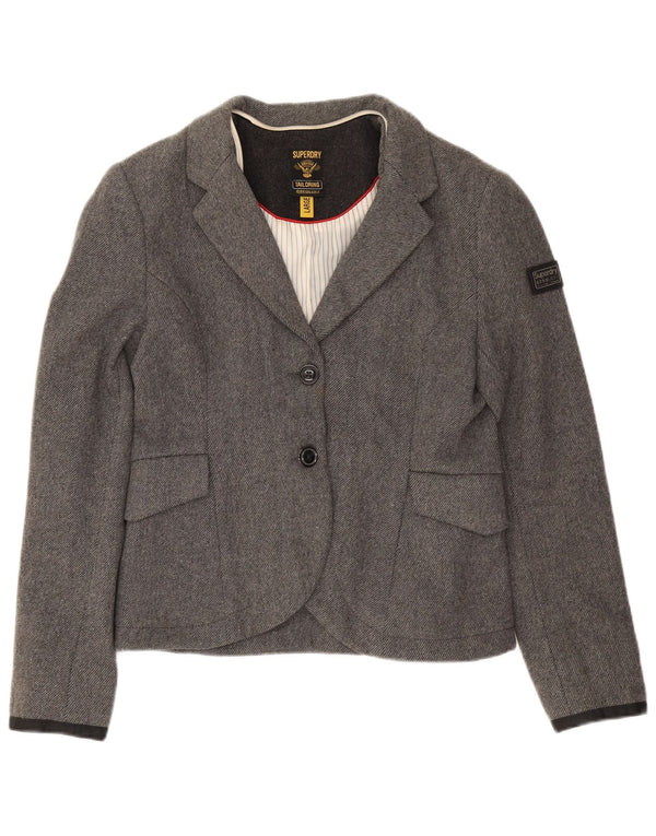 Superdry Γυναικείο Μπουφάν σακάκι με 2 κουμπιά UK 14 Large Grey Wool