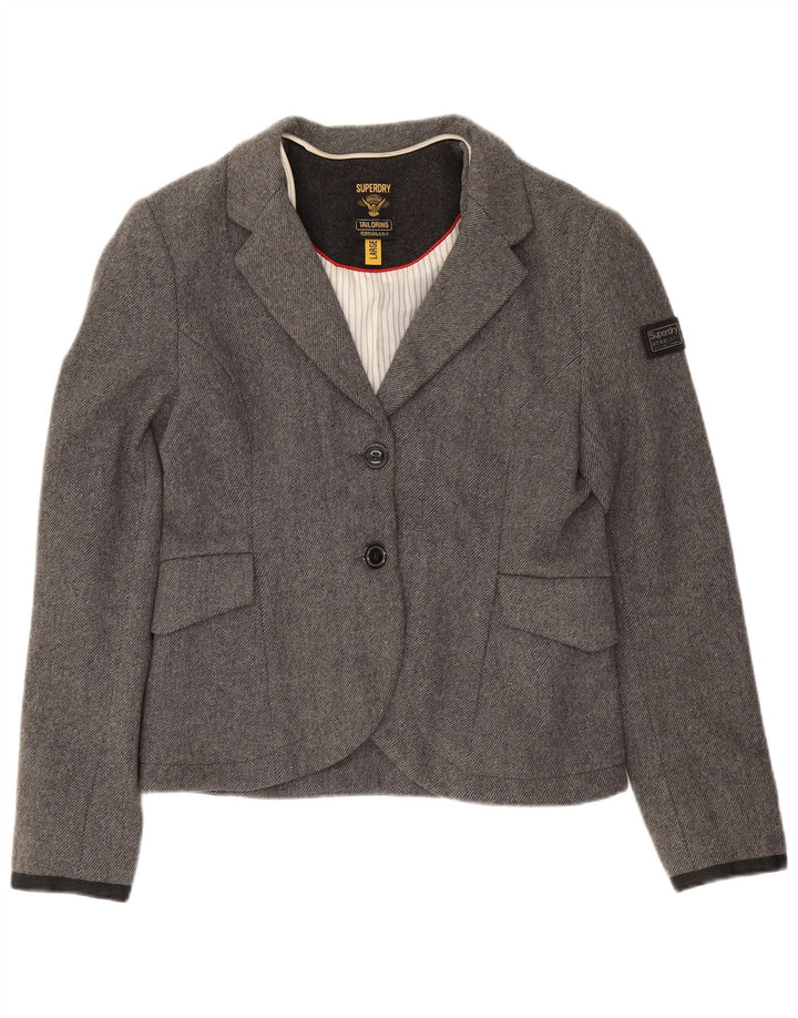 Superdry Γυναικείο Μπουφάν σακάκι με 2 κουμπιά UK 14 Large Grey Wool