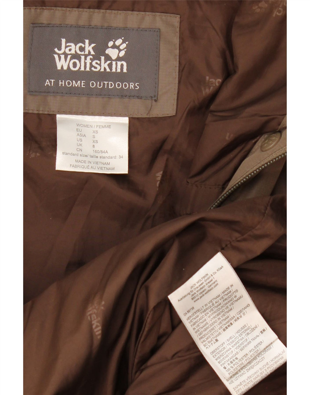 Jack Wolfskin Γυναικείο παλτό με κουκούλα UK 8 Μικρός καφέ πολυεστέρας