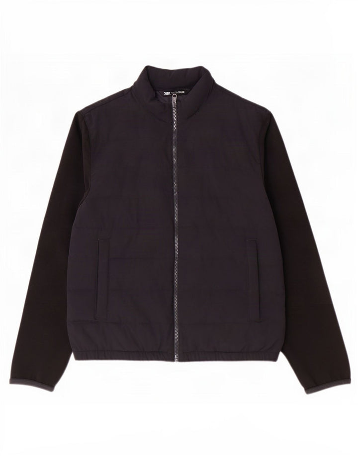 Zara Ανδρικό μπουφάν UK 40 Large Navy Blue Colorblock Πολυεστέρας