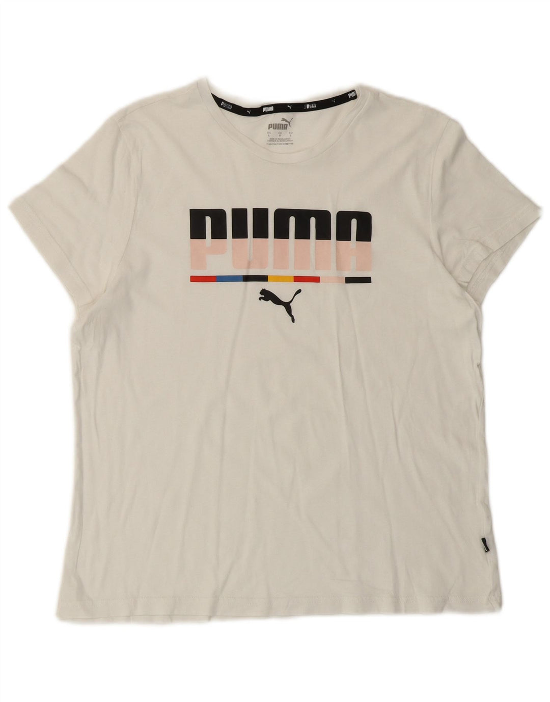 PUMA Womens Graphic T-Shirt Top UK 14 Large White