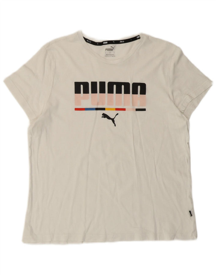 PUMA Womens Graphic T-Shirt Top UK 14 Large White