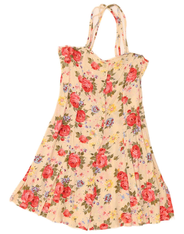 Vintage Womens Playsuit IT 42 Medium Yellow Floral Viscose