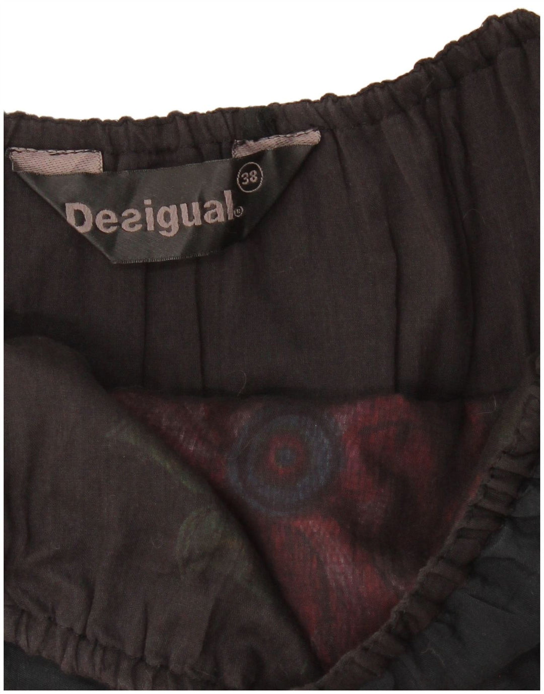 DESIGUAL Γυναικείο γραφικό στράπλες φόρεμα φούσκα EU 38 Μεσαίο μαύρο φλοράλ