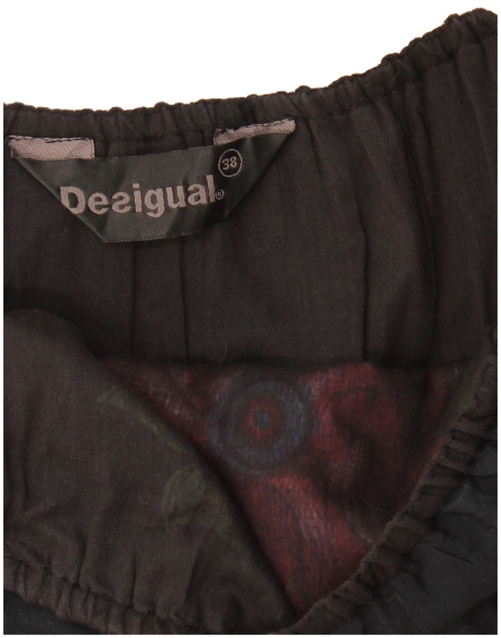 DESIGUAL Γυναικείο γραφικό στράπλες φόρεμα φούσκα EU 38 Μεσαίο μαύρο φλοράλ