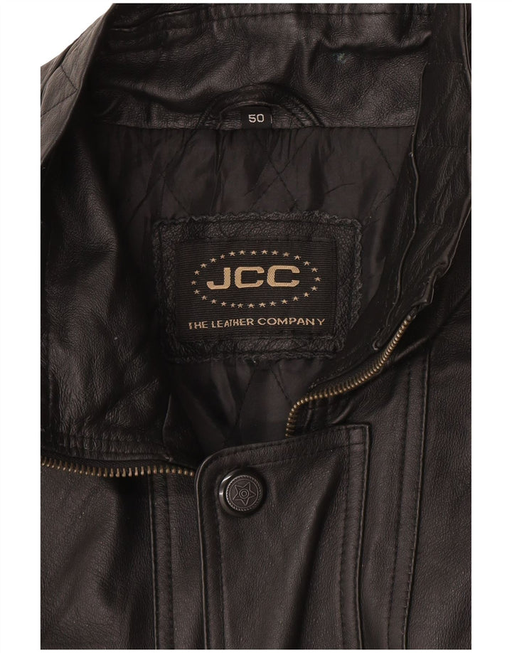 JCC Ανδρικό Δερμάτινο Μπουφάν IT 50 Large Μαύρο Δερμάτινο