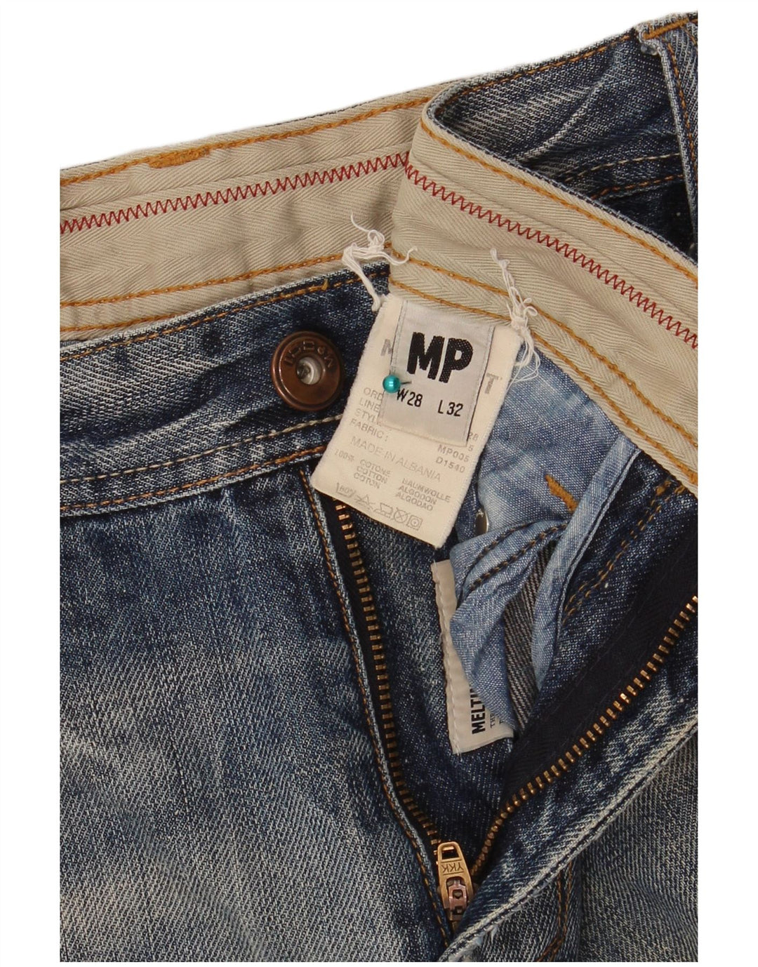 Meltin' Pot Mens Distressed Slim Jeans W28 L32 Blue Cotton