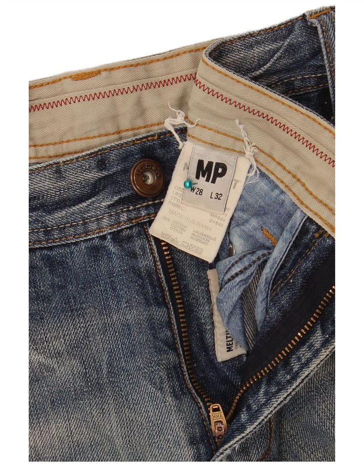 Meltin' Pot Mens Distressed Slim Jeans W28 L32 Blue Cotton