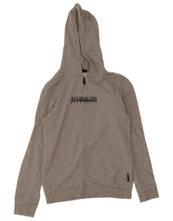 Napapijri Boys Graphic Zip Hoodie πουλόβερ 15-16 ετών Γκρι βαμβακερό