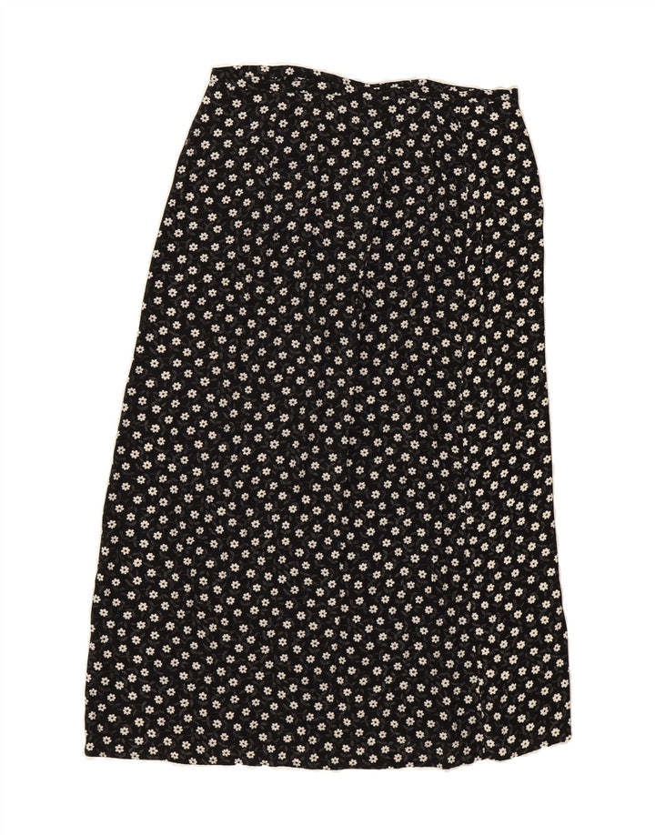 VINTAGE Womens Wrap Maxi Skirt W30 Medium Black Floral Vintage Vintage and Second-Hand Vintage from Messina Hembry 