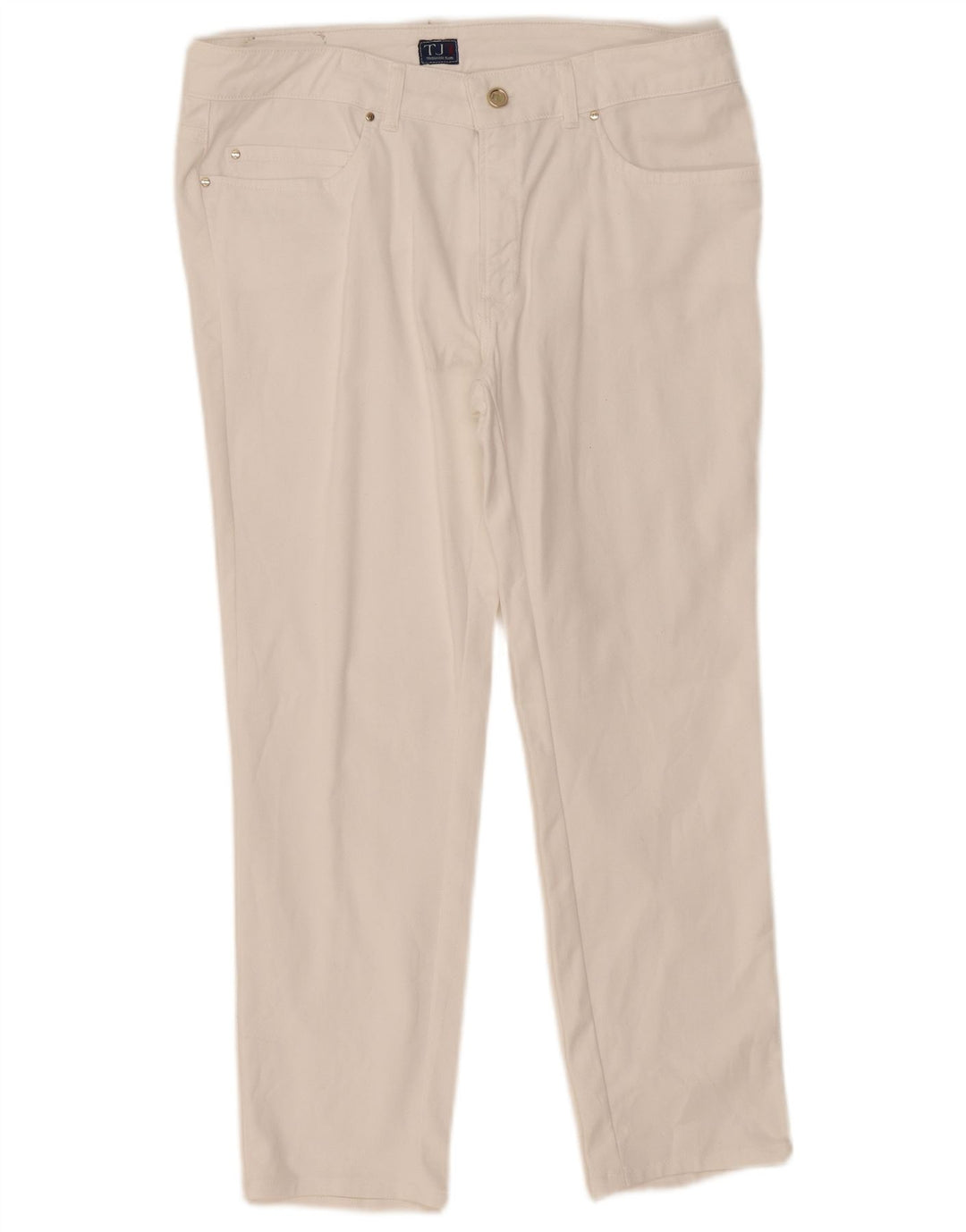 Trussardi Γυναικείο Slim Cropped Jeans IT 48 Medium W33 L26 Λευκό βαμβακερό