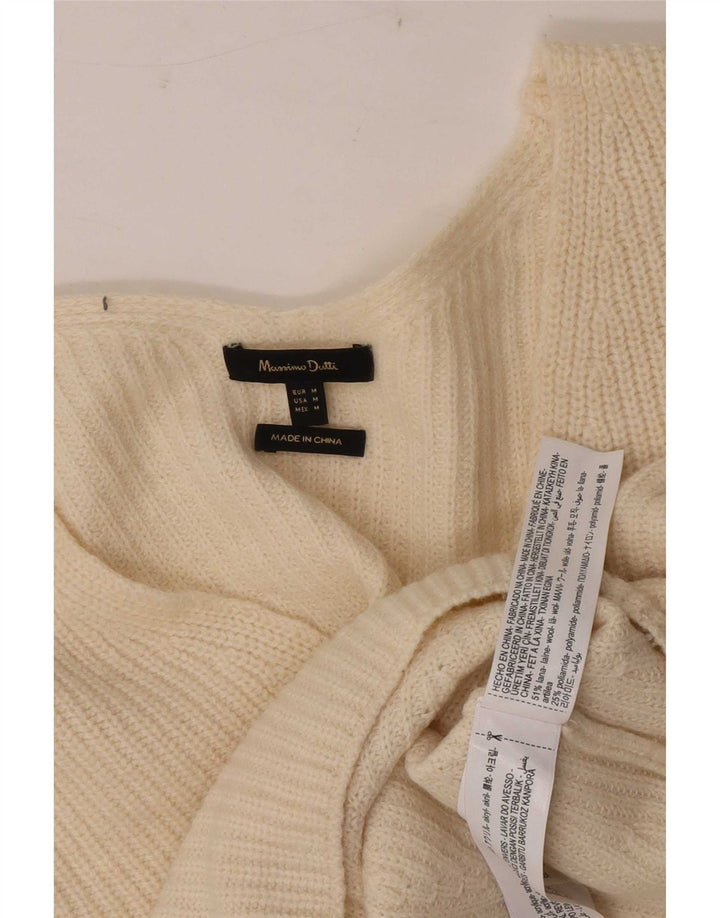 Massimo Dutti Γυναικείο πουλόβερ με λαιμόκοψη με V λαιμόκοψη UK 14 Μαλλί μεσαίου χρώματος