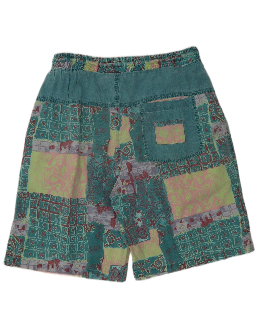 Vintage ανδρικό γραφικό casual σορτς XL W32 Πράσινο Patchwork Βαμβακερό