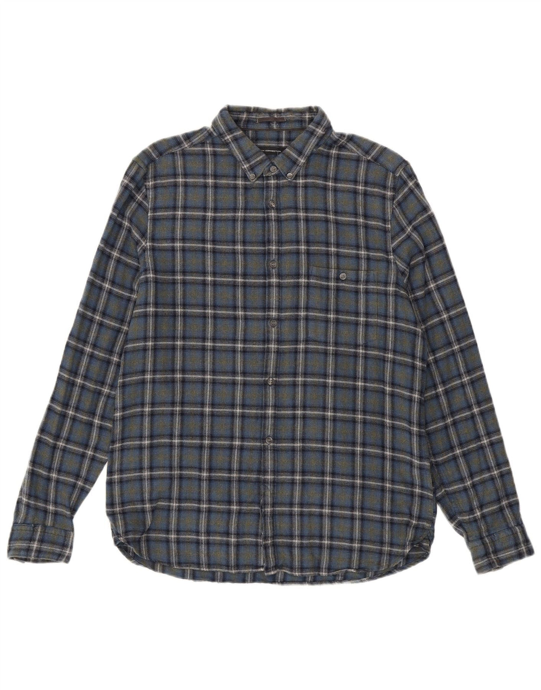 French Connection Ανδρικό Slim Flannel Πουκάμισο μεγάλο μπλε βαμβακερό