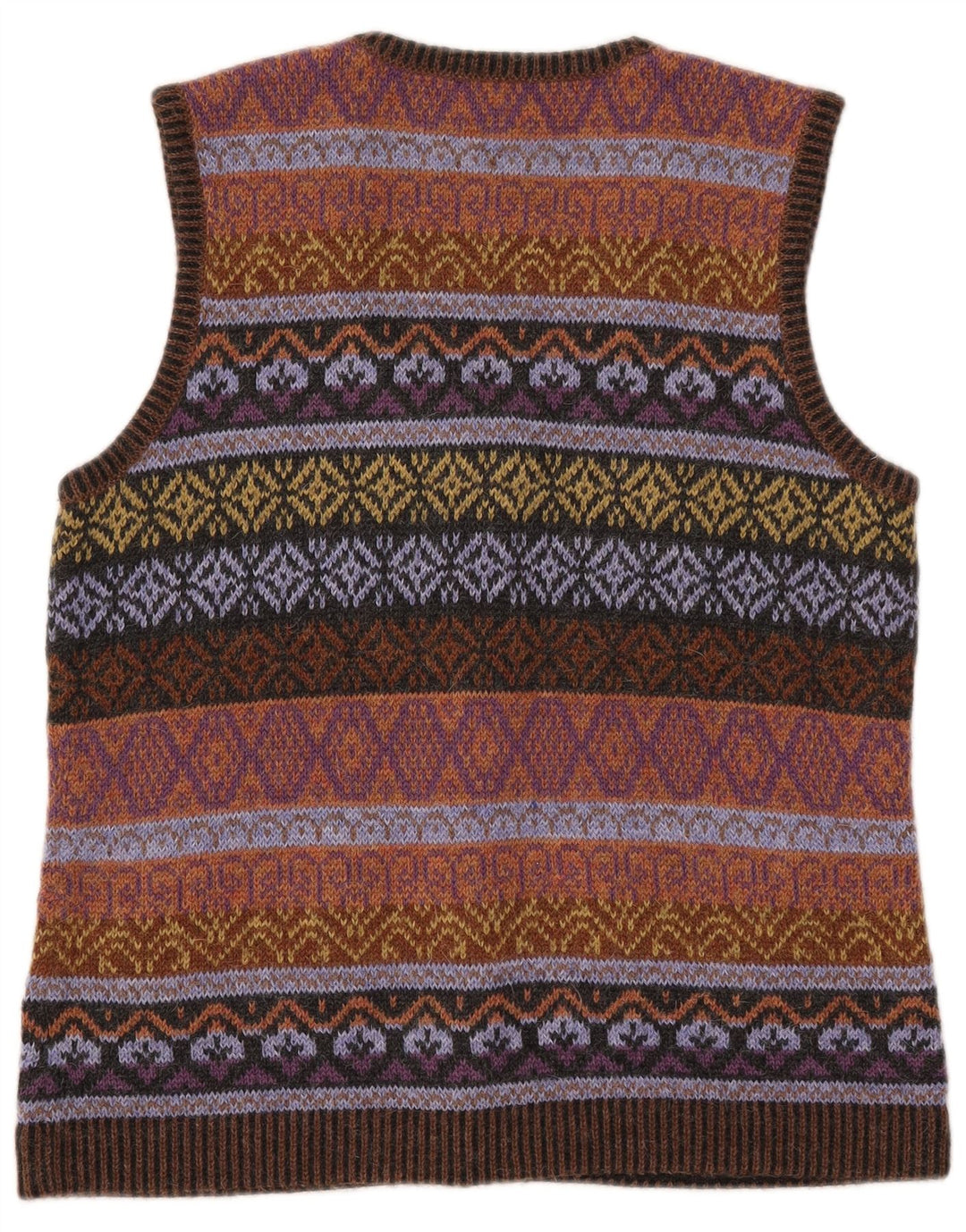 PETER HAHN Γυναικείο αμάνικο πουλόβερ UK 16 Large Brown Fair Isle