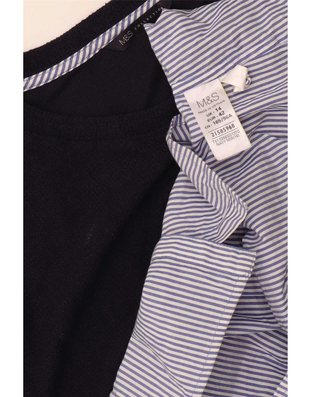 Marks & Spencer Γυναικεία μπλούζα μακρυμάνικη UK 14 Large Navy Blue Colourblock