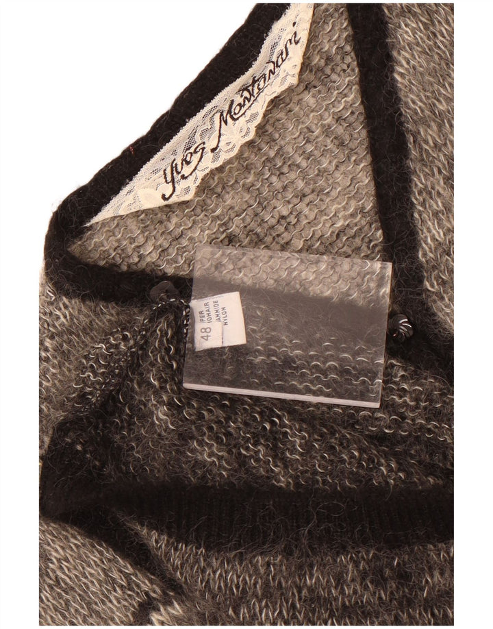 Vintage γυναικείο oversized πουλόβερ ζακέτα IT 48 XL Grey Fair Isle Mohair