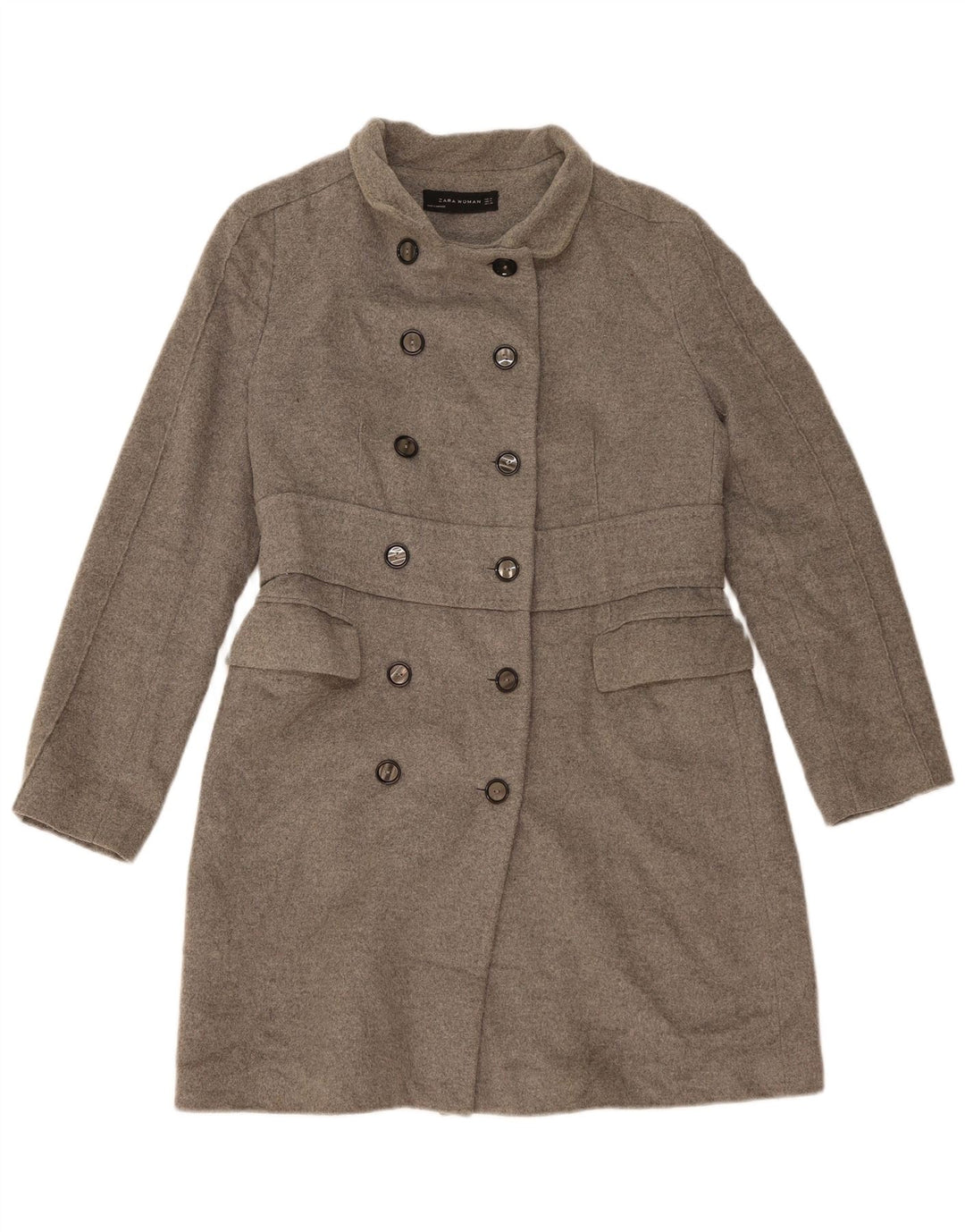 Zara Γυναικείο Παλτό με διπλό στήθος UK 14 Medium Grey Wool